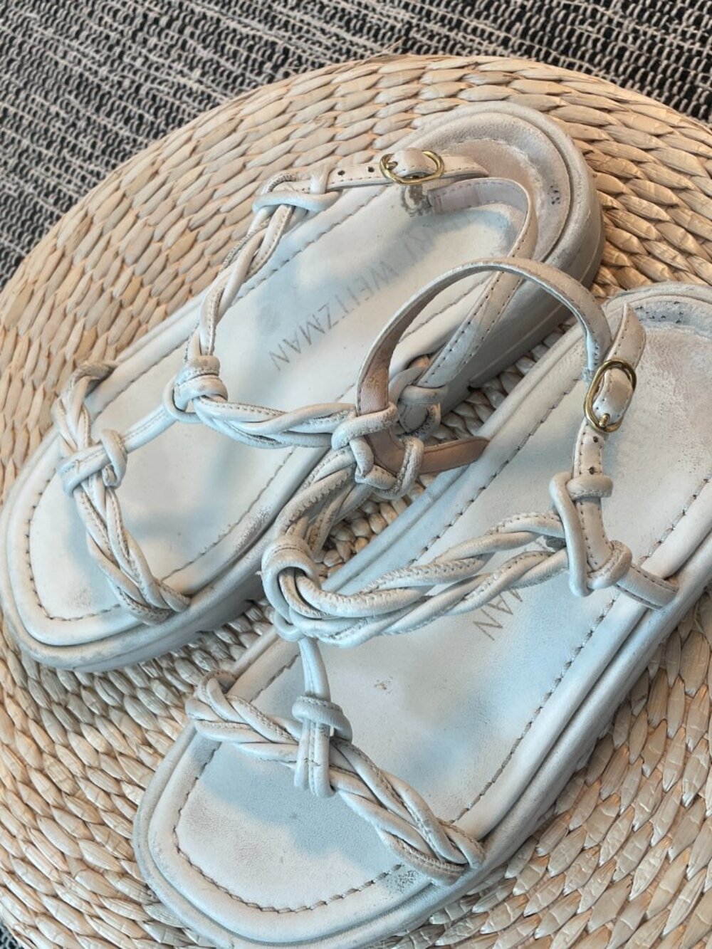 Stuart Weitzman Calypso Lift WHITE Nappa Leather Platform Sandals SZ 6.5M